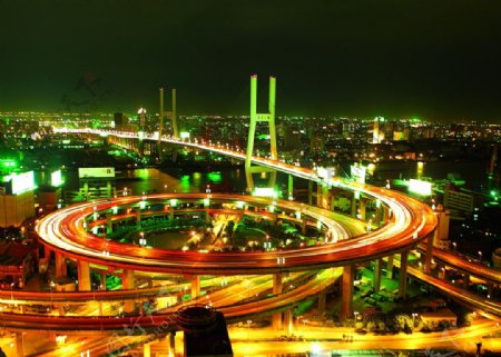 上海高架桥夜景图片