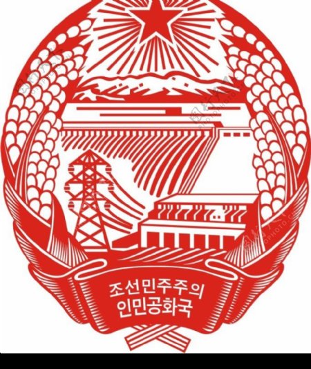 单色朝鲜国徽图片
