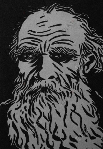 托尔斯泰肖像19281910年木刻版画图片