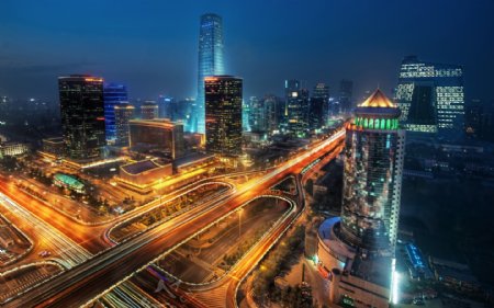 北京CBD夜景图片