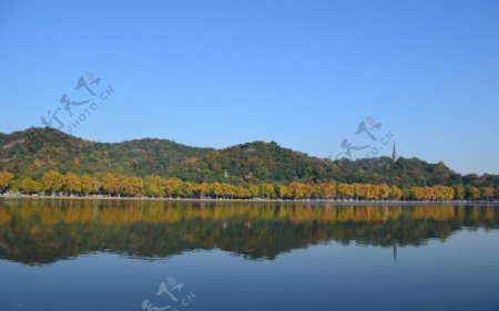 西湖晚秋景色图片