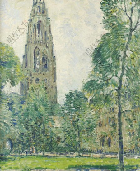 教堂油画图片