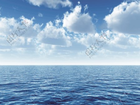 蓝天大海白云图片