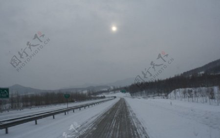 北方冬天的路图片