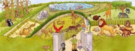 儿童画动物园图片