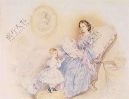 伊莉莎白皇后与孩子在一起图片