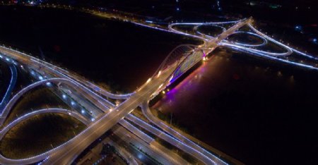 兰州深安大桥夜景全景图片