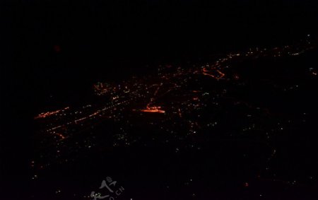 飞机上拍城市夜景图片