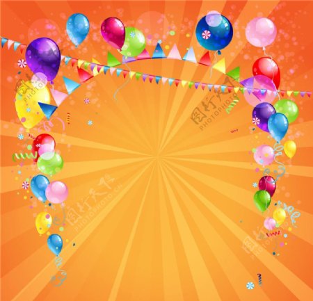 气球橙色背景图片