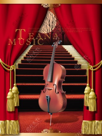 小提琴幕布楼梯梯级图片