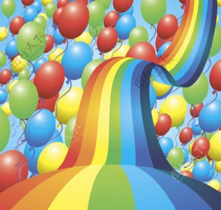 气球彩虹背景图片