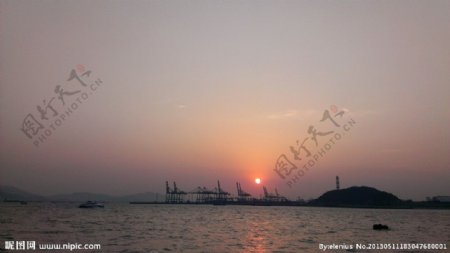 海港落日图片
