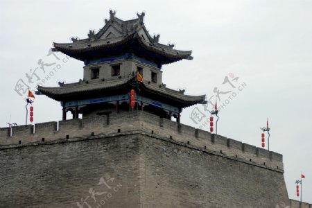西安古城墙角楼图片