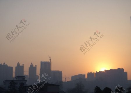 城市夕阳图片