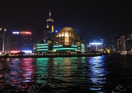 金紫荆花广场的夜晚图片