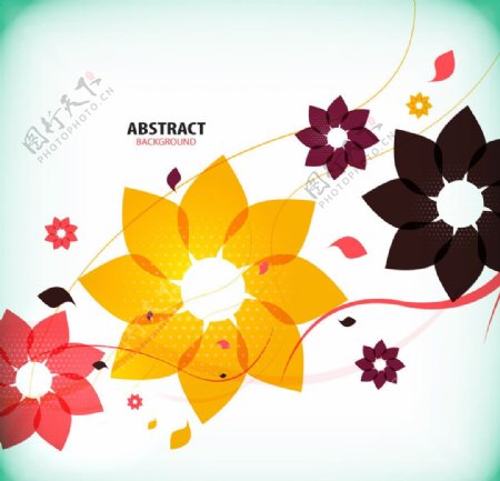 时尚抽象花卉背景图片