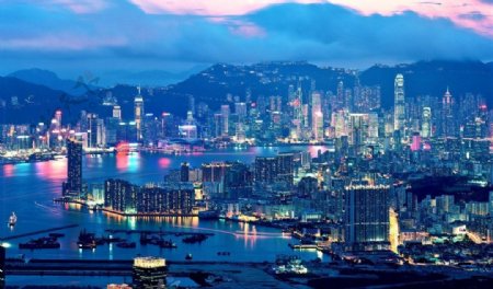 香港维多利亚湾夜景香港夜景图片