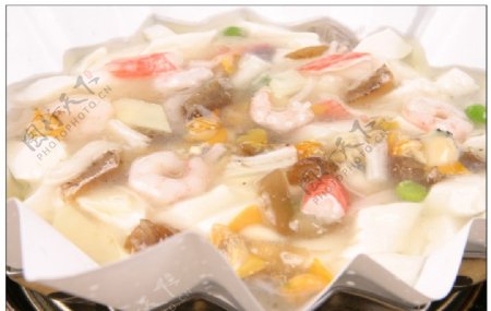 纸锅蛤鲜豆腐图片