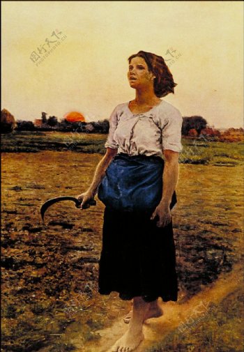 油画农活妇女图片