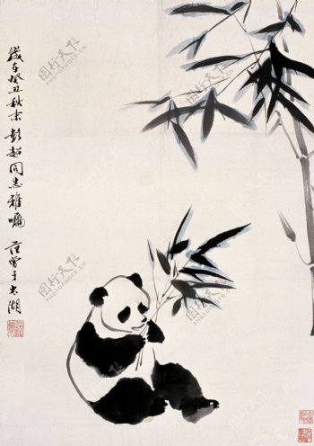 国画熊猫图图片