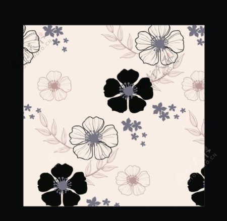黑白花卉设计矢量素材图片