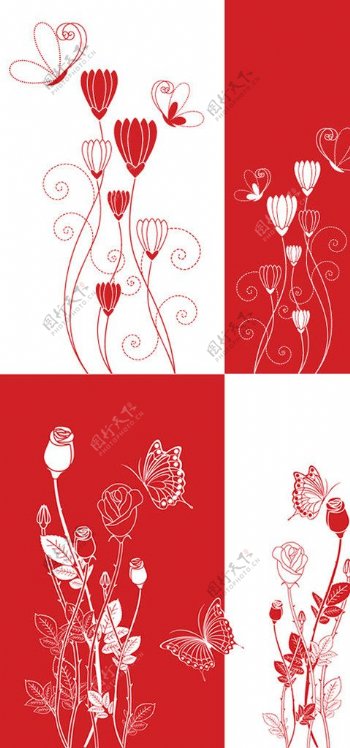 红白花卉背景图片