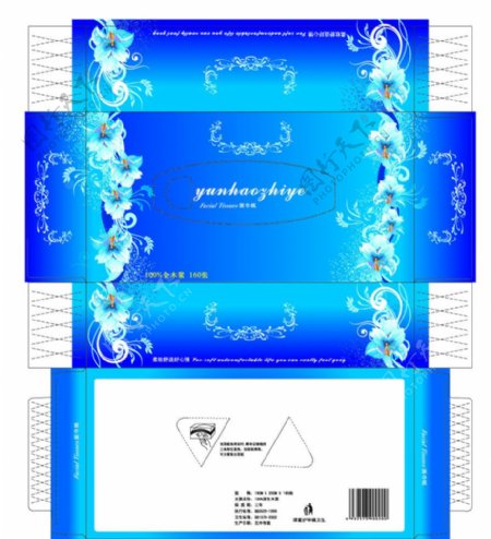 蓝色调花纹纸巾盒图片