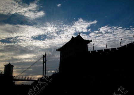 西安城墙吊桥图片