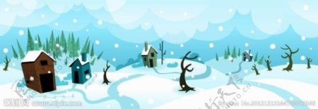 卡通冬季雪景图片