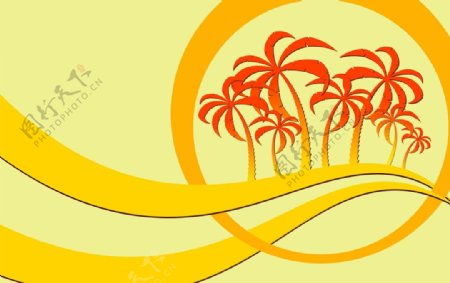 彩条椰子树图片