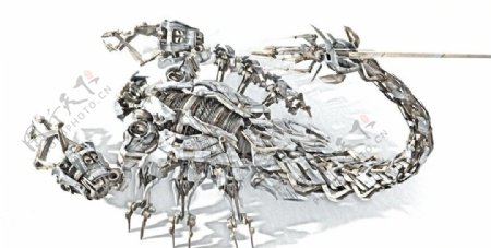 彩铅笔蝎子机器兽图片