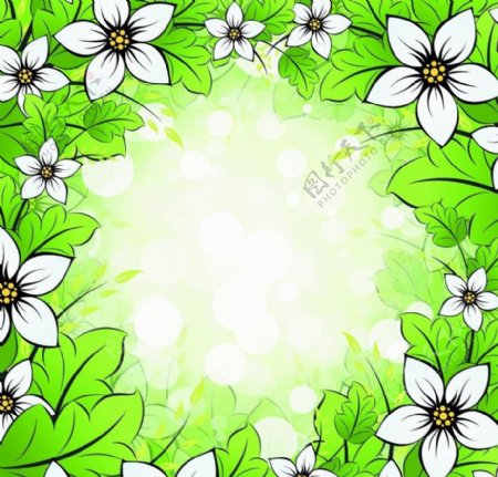 时尚梦幻花纹花朵绿叶鲜花图片