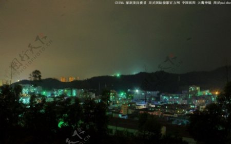 城市工业区山水夜景图片
