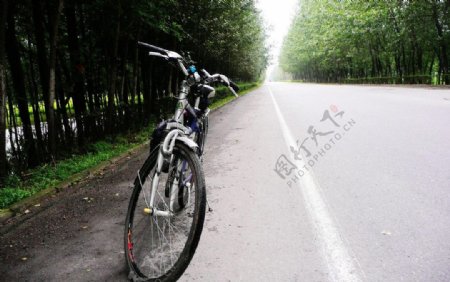乡路和自行车图片