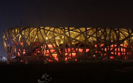 北京鸟巢灯光夜景图片
