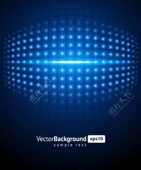 蓝色动感圆点光点商务科技背景图片