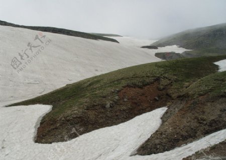长白山高山苔原带与积雪图片