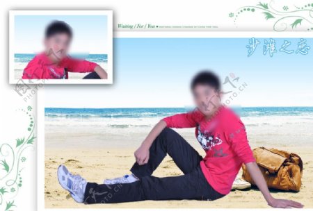 沙滩之恋摄影模板图片