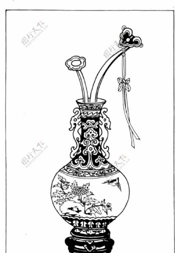 花瓶古代花瓶白描图片