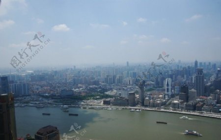 上海黄浦江西岸中心城区景观俯瞰图片