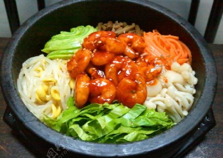 石锅虾仁拌饭图片