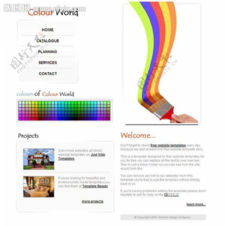 彩色世界网页模板图片