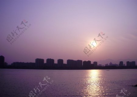 江滨江夕阳图片