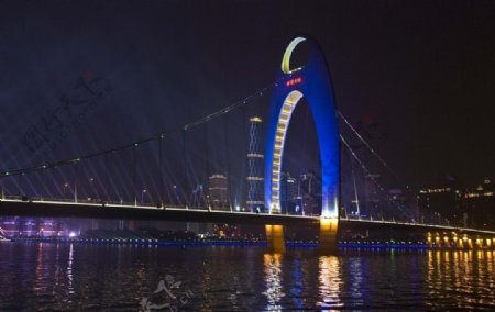广州猎德大桥夜景图片