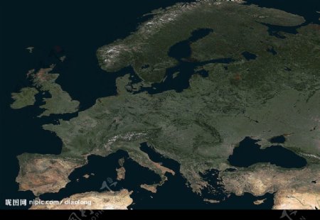 西欧地区无云卫星照片图片