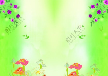 绿色花卉移门图片