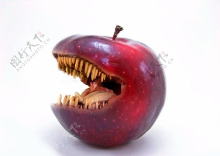 张嘴的苹果图片