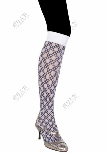 时尚网状圆格丝袜与美腿剪影图片