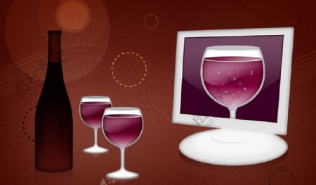 美酒葡萄酒电脑广告设计酒杯背景图片