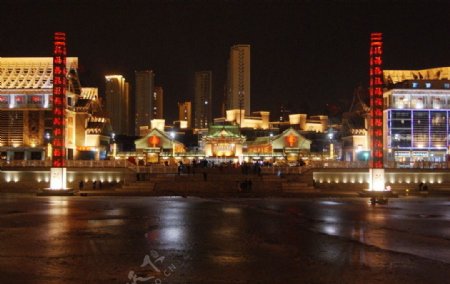 海河广场夜景图片